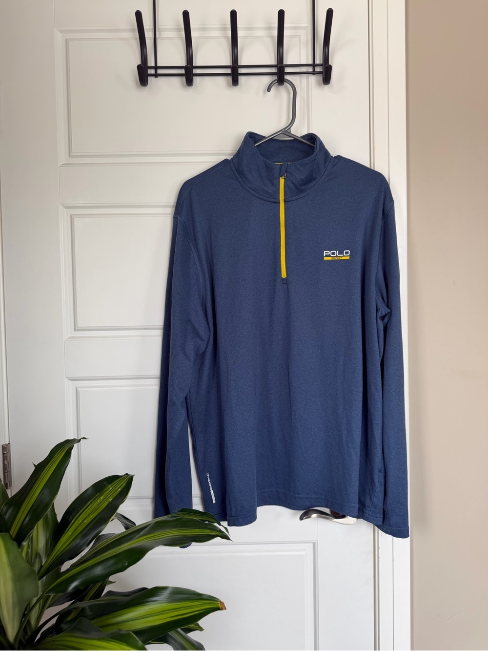 Polo by Ralph Lauren Navy Quarter-Zip Pullover with Yellow Zip